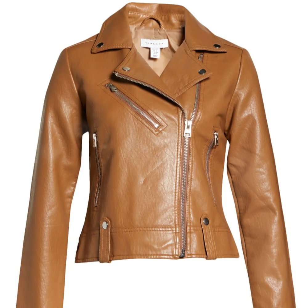 Topshop Faux Leather Biker Jacket.